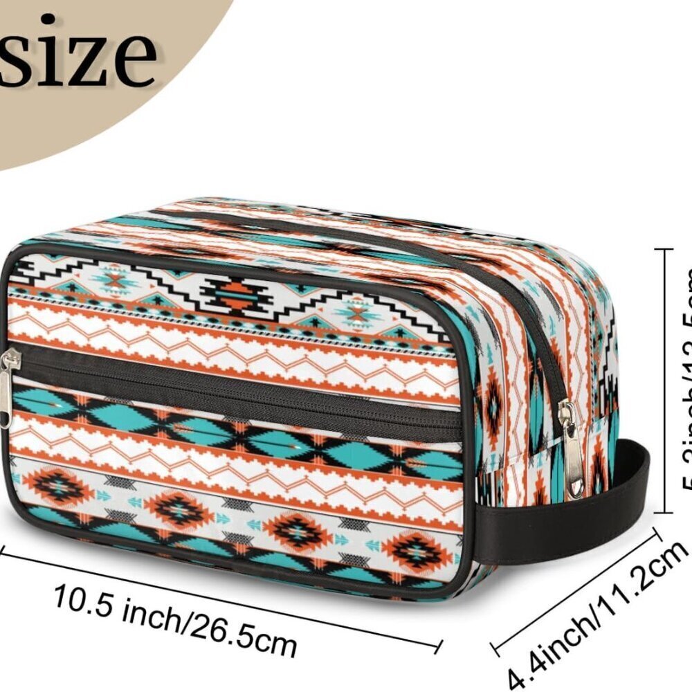 Aztec Toiletry Bag for Women Girl,Western Travel Cosmetic Bag,Hanging Makeup Bag - Picture 6 of 8